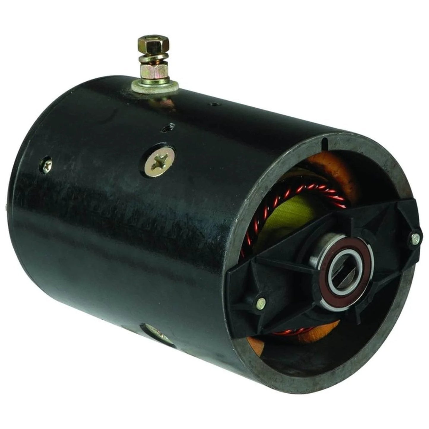 OEG Parts - Pump Motor Compatible With JS Barnes Monarch MTE Hydraulics, black slotted shaft motor, side view