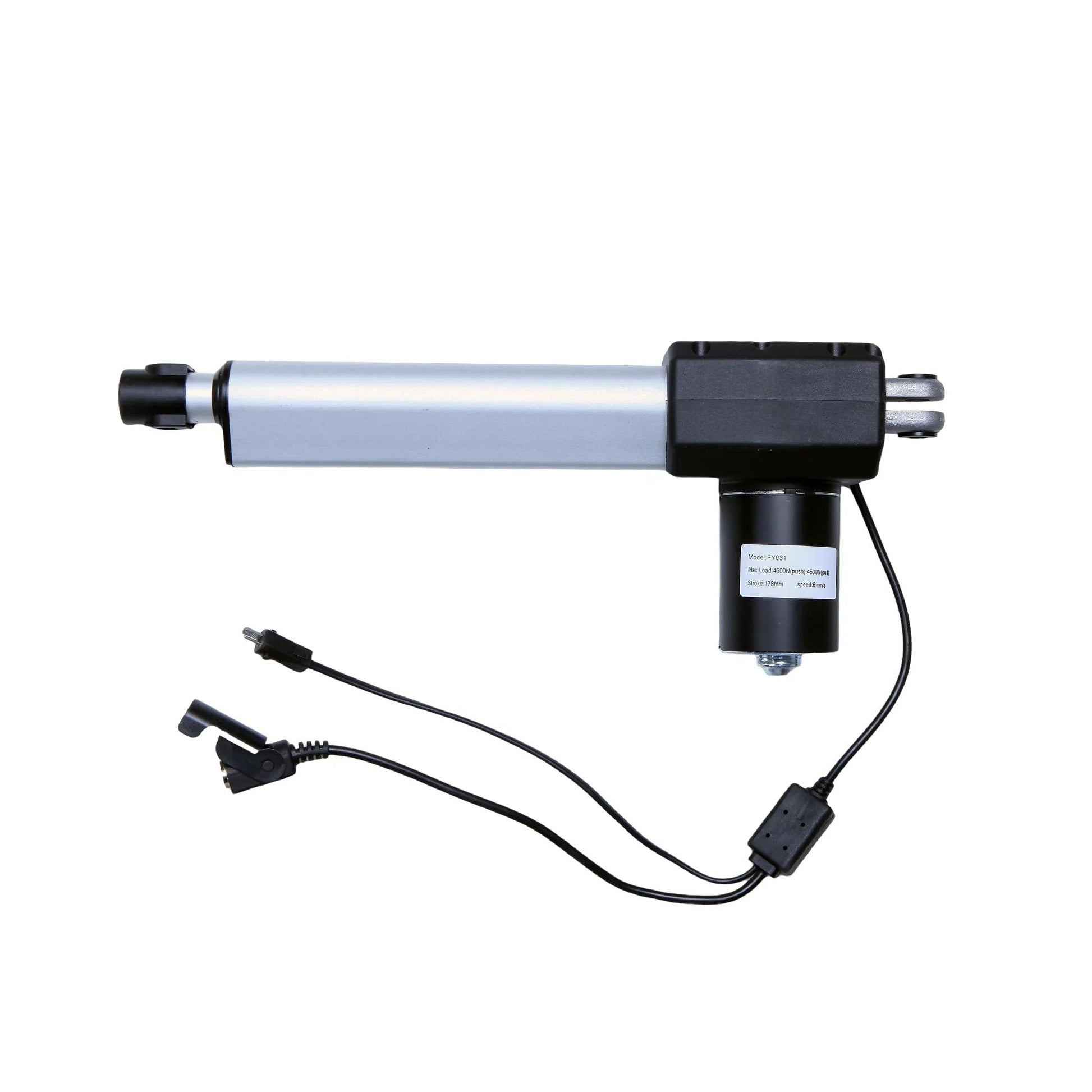OEM Replacement FY031 Linear Actuator for Power Recliner Lift Chairs, black motor with connectors and 178mm stroke.