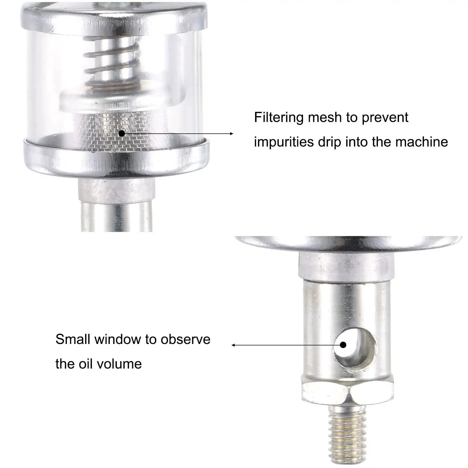 Industrial Oil Cup With Needle Valve Gravity Drip Feed Oiler For Precision Lubrication, 16ml capacity, see-through window focus
