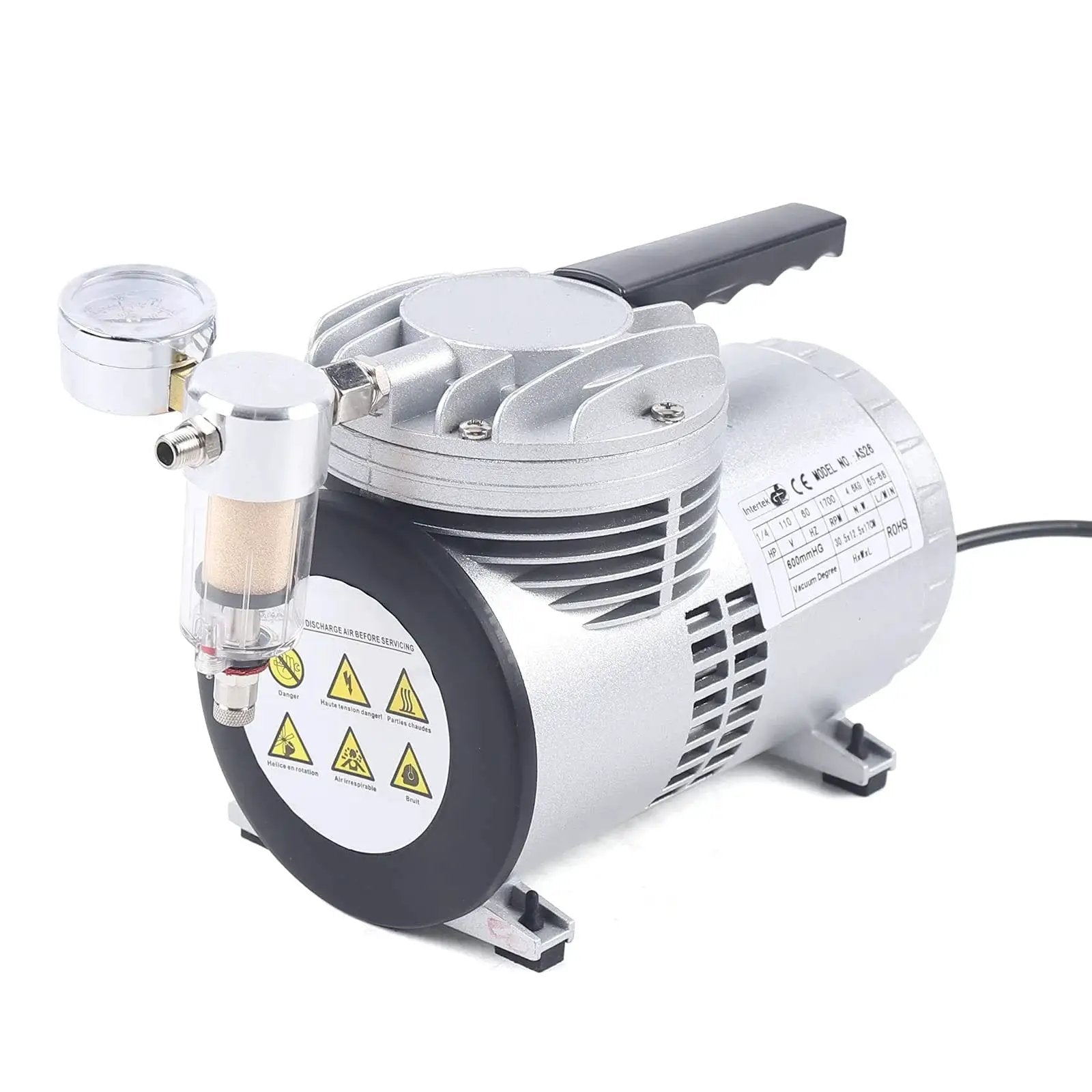 Oil Free Diaphragm Vacuum Pump For Food Packaging And Handicrafts With Air Flow 20 To 23 Liters Per Minute, One Sixth HP
