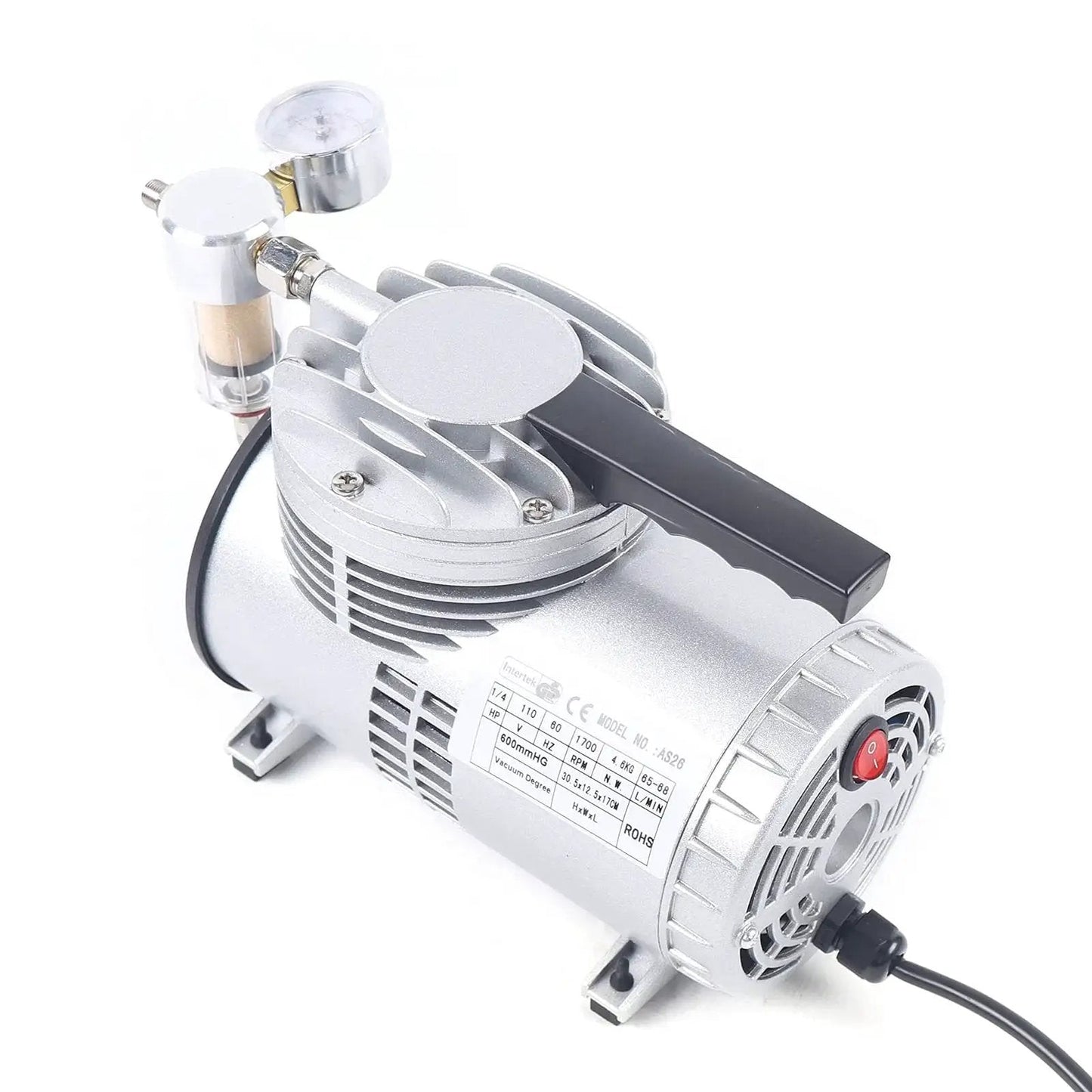 Oil Free Diaphragm Vacuum Pump For Food Packaging And Handicrafts With Air Flow 20 To 23 Liters Per Minute, One Sixth HP