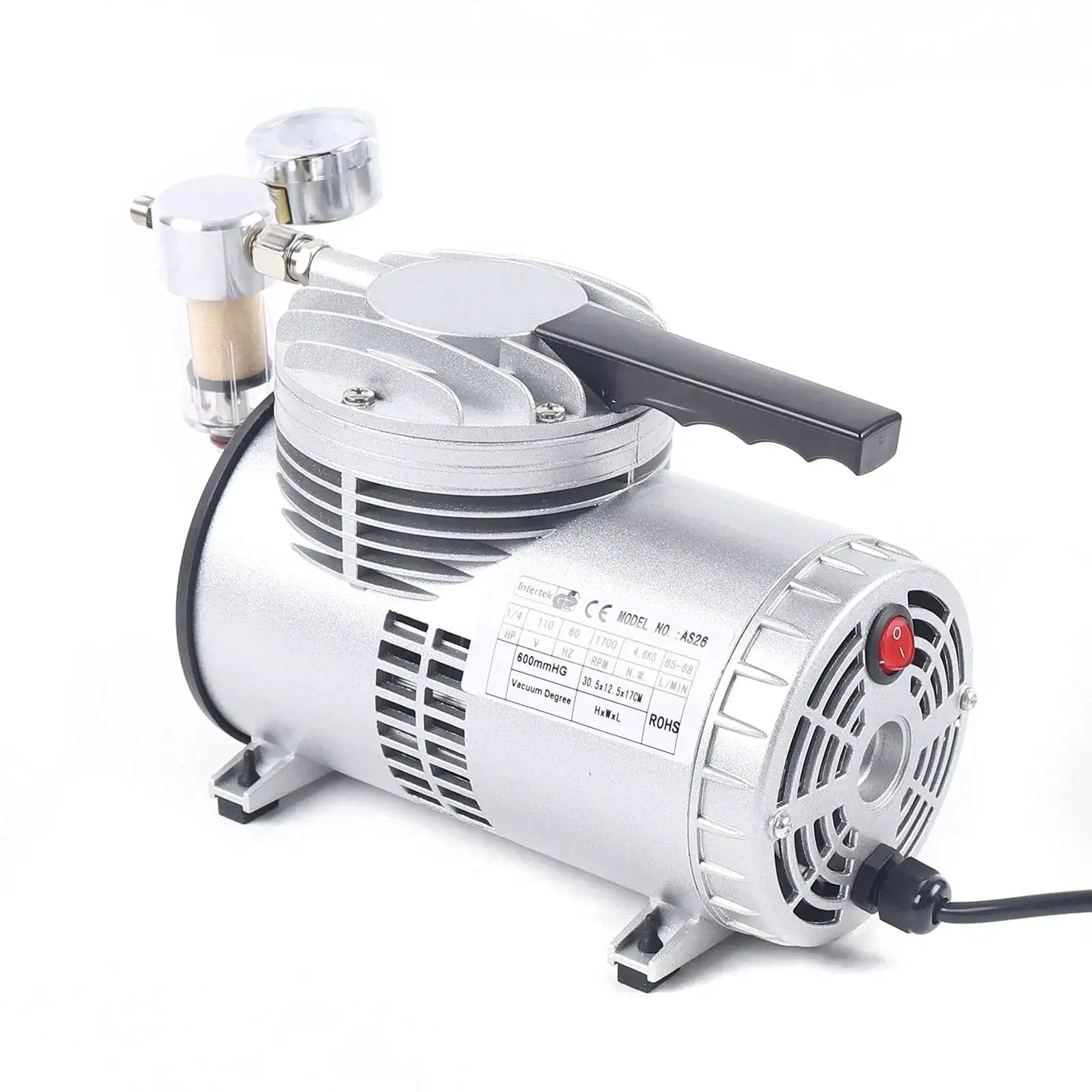 Oil Free Diaphragm Vacuum Pump For Food Packaging And Handicrafts With Air Flow 20 To 23 Liters Per Minute, side view