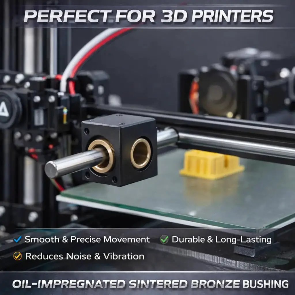 Oil Impregnated Sintered Bronze Sleeve Bearing Bushing 4mm ID By 8mm OD By 6mm Length in 3D printer application