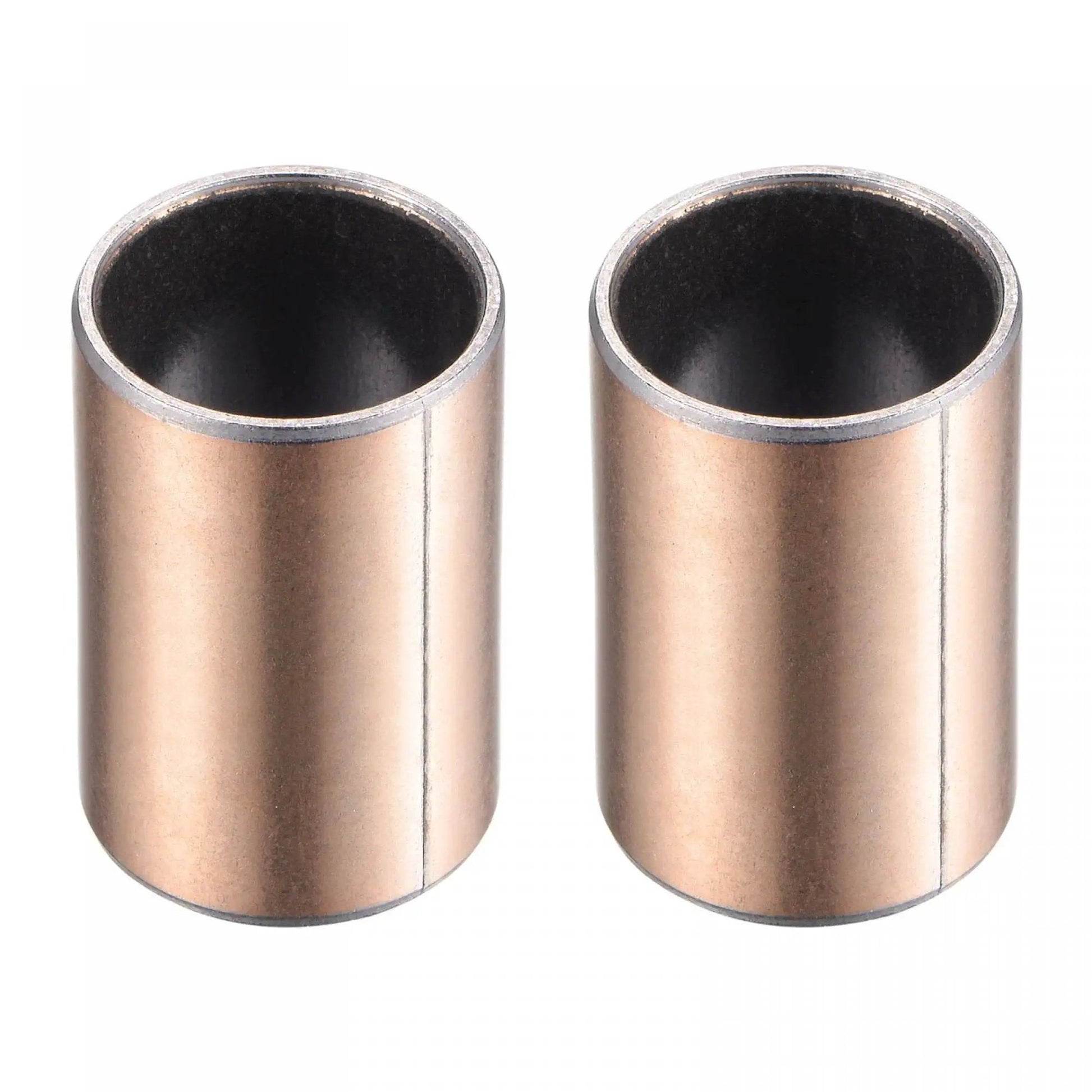 Oilless Sleeve Bearing 20mm Bore 23mm OD 40mm Length 2 Pack With Carbon Steel Base Bronze Sintered Composite Coating