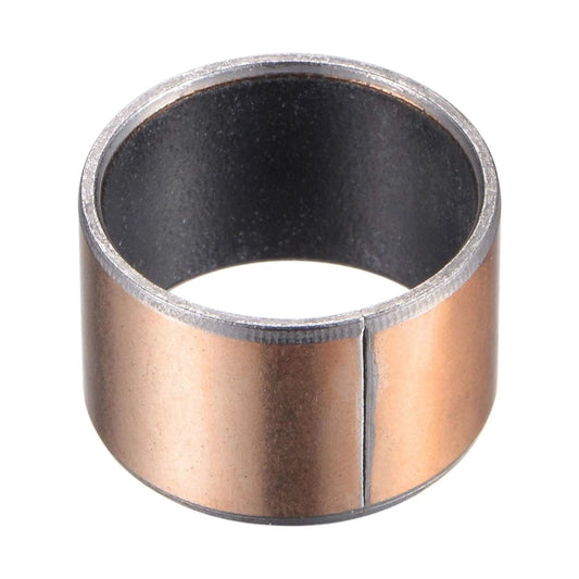 Side view of a Sleeve Bearing 20mm Bore 23mm OD 15mm Length Oilless Wrapped Bronze Sintered Bushing for industrial use.