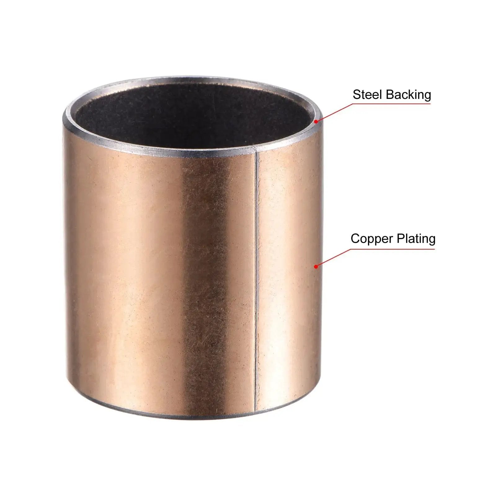 Oilless Sleeve Bearing 35mm Bore 39mm OD 50mm Length Wrapped Bushings 2 Pieces Carbon Steel Base With Bronze Sintered Composite Coating