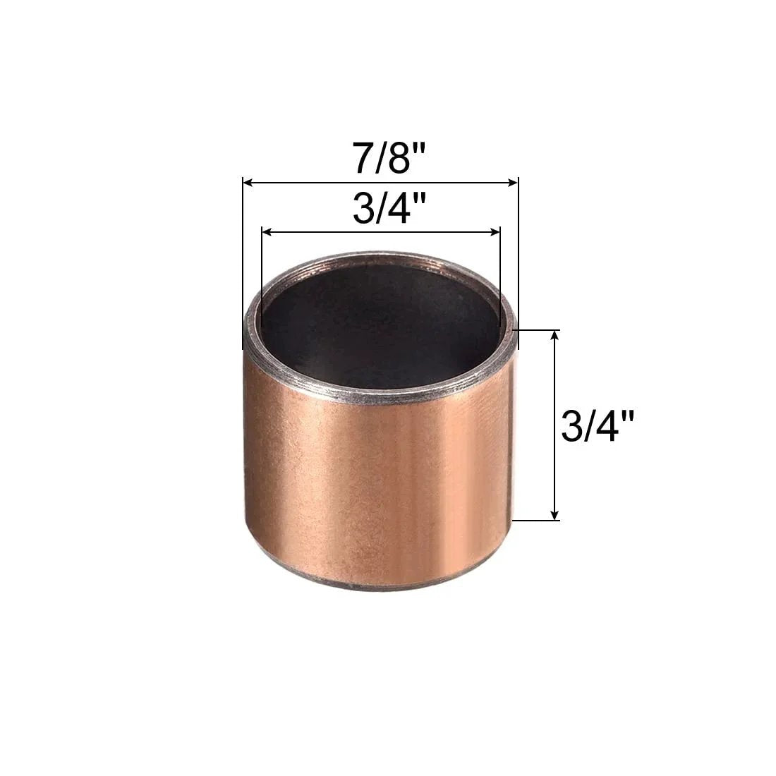 Three Quarters Inch Bore Sleeve Bearing With Seven Eighths Inch Outer Diameter And Three Quarters Inch Length Oilless Wrapped Bushing close-up view