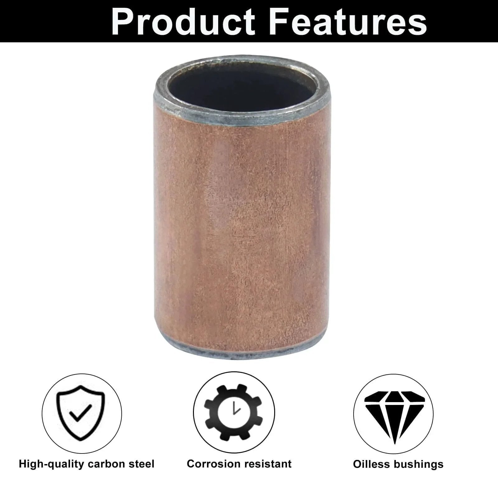 10 Pcs Sleeve Bearings Set 8mm Bore 10mm OD 15mm Length Wrapped Oilless Bronze Sintered Composite Coated Carbon Steel Plain Bearings