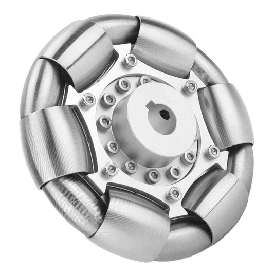 VGEBY RC omnidirectional Wheels, 100mm stainless steel rollers Omni Wheels chassis wheel front view