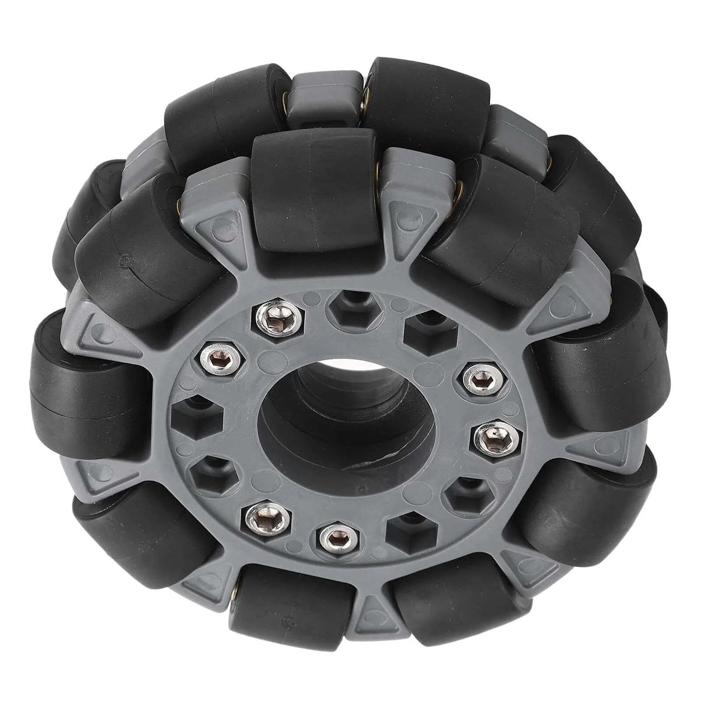 Omni Wheel for Robot 100mm 360 Degree Omnidirectional Plastic Wheel, 20KG Load Capacity Double Omni Wheel with Rubber Rollers and Brass Bearings