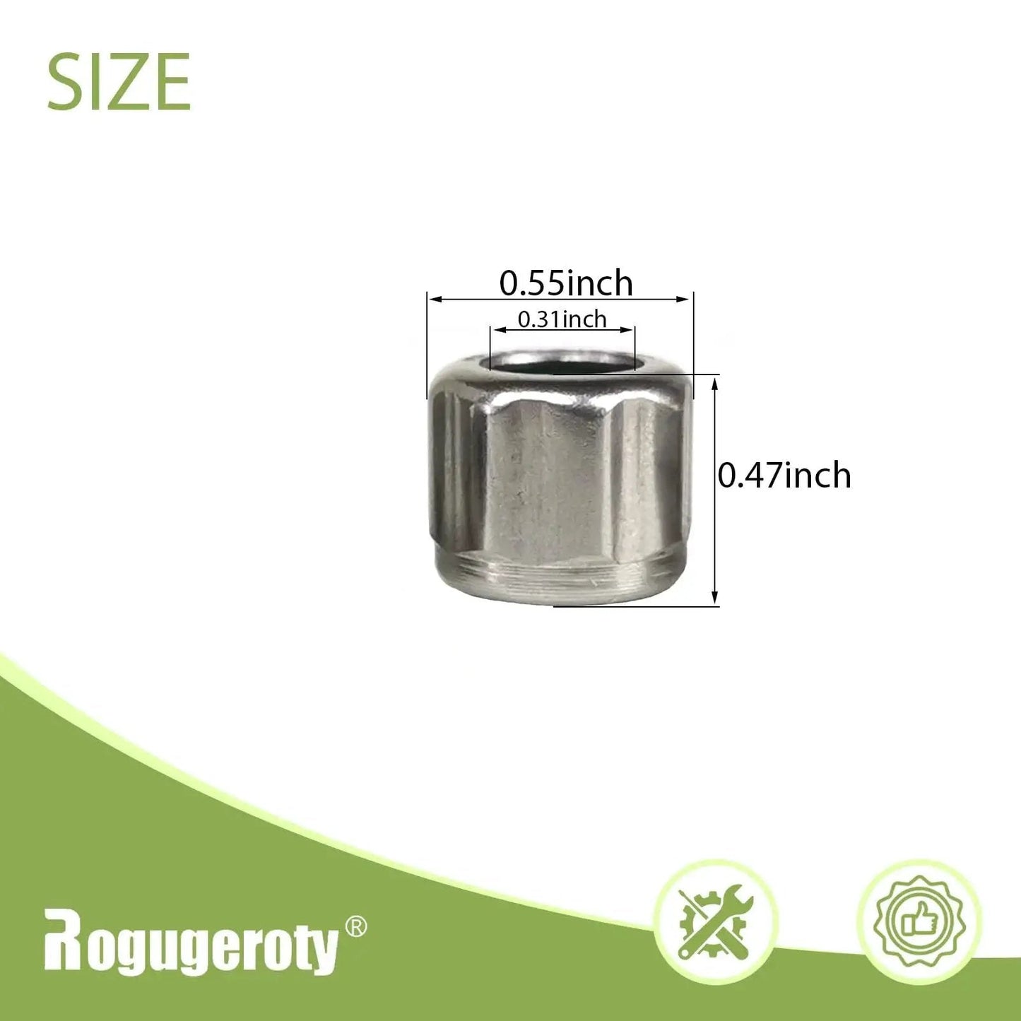 One Way Bearing Set HF081412 Needle Roller Bearing dimensions showing 8mm bore, 14mm OD, 12mm width with stainless steel material