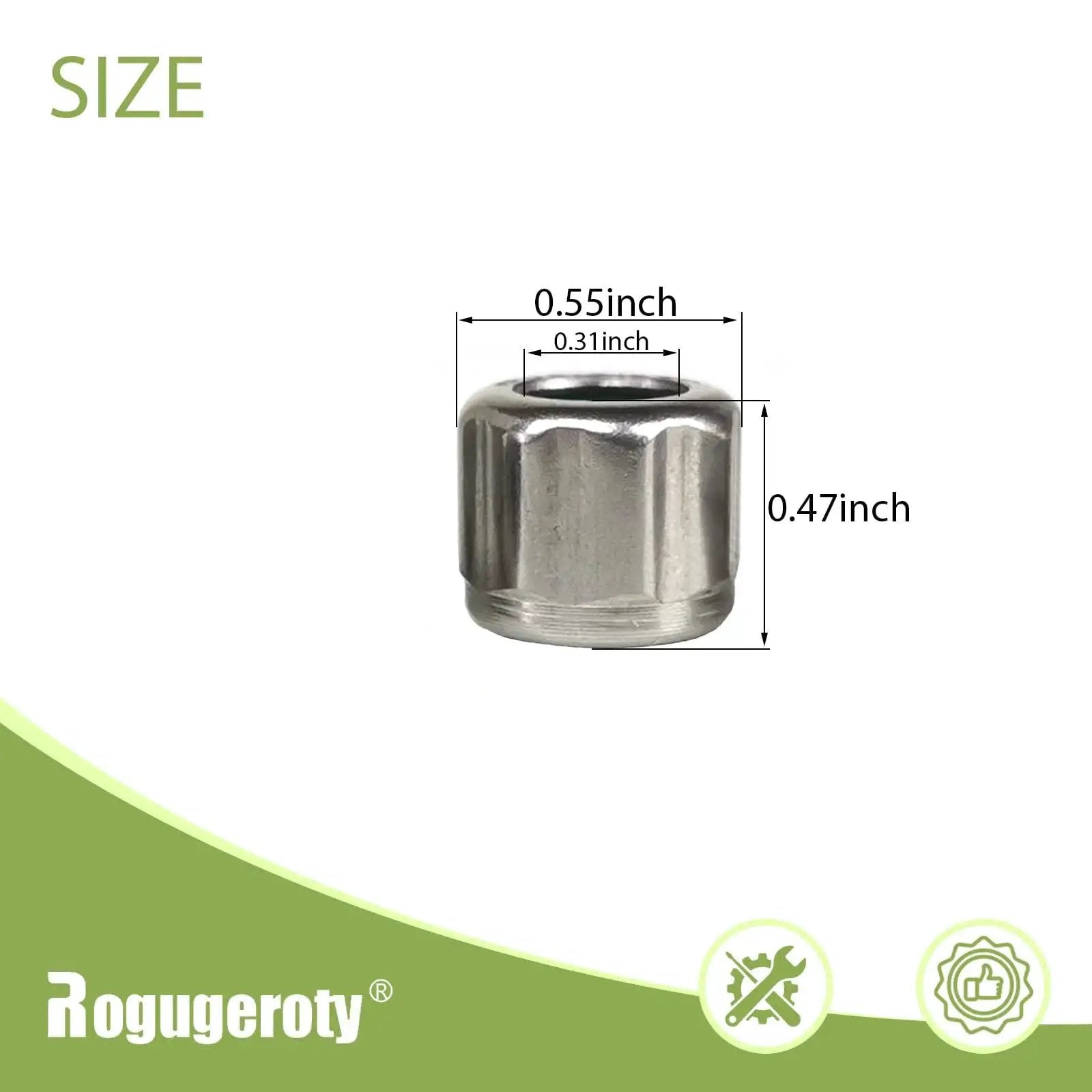 One Way Bearing Set HF081412 Needle Roller Bearing dimensions showing 8mm bore, 14mm OD, 12mm width with stainless steel material
