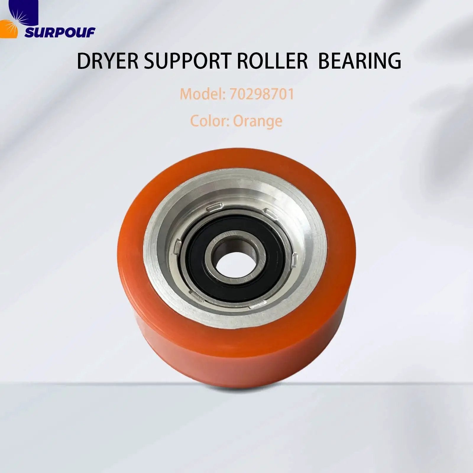 Orange Drum Roller Bearing Replacement For Alliance Huebsch IPSO Dryers, model 70298701, shown in orange color