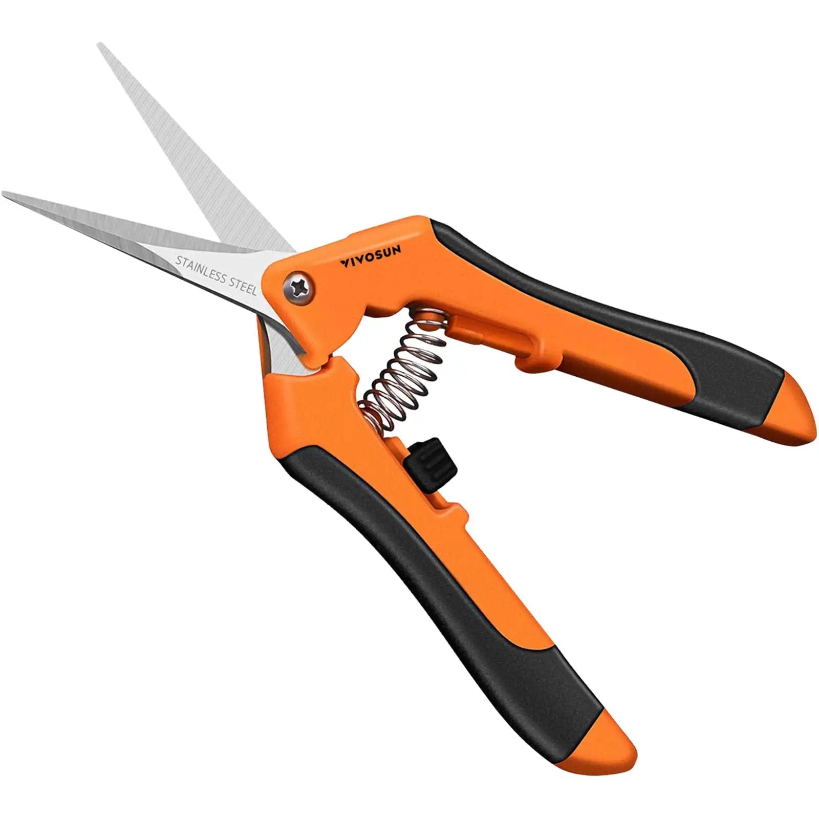 6.5 Inch Gardening Scissors Hand Pruner Pruning Shear With Straight Stainless Steel Blades Orange 1 Pack, Ergonomic Grip