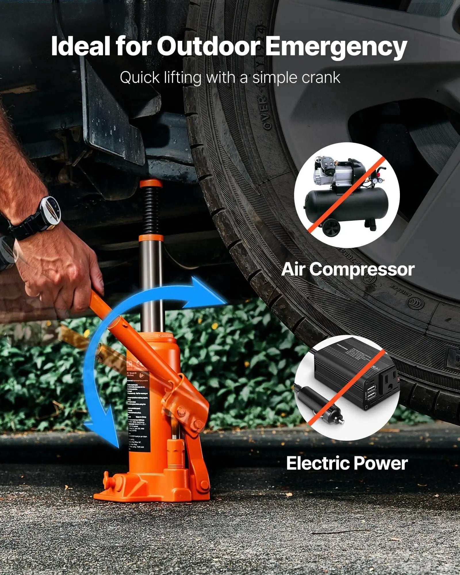 6 Ton Hydraulic Bottle Jack For Cars Trucks SUVs With 7.7 To 14.8 Inch Lifting Range Heavy Duty Welded Body Orange in use