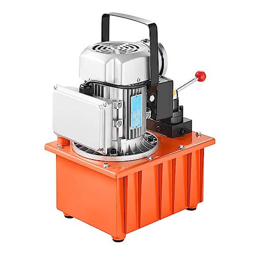 10000 PSI 750W 110V 488 in³/8L Capacity, Double Acting Manual Valve, Electric Driven Hydraulic Pump Power Pack Unit, Orange