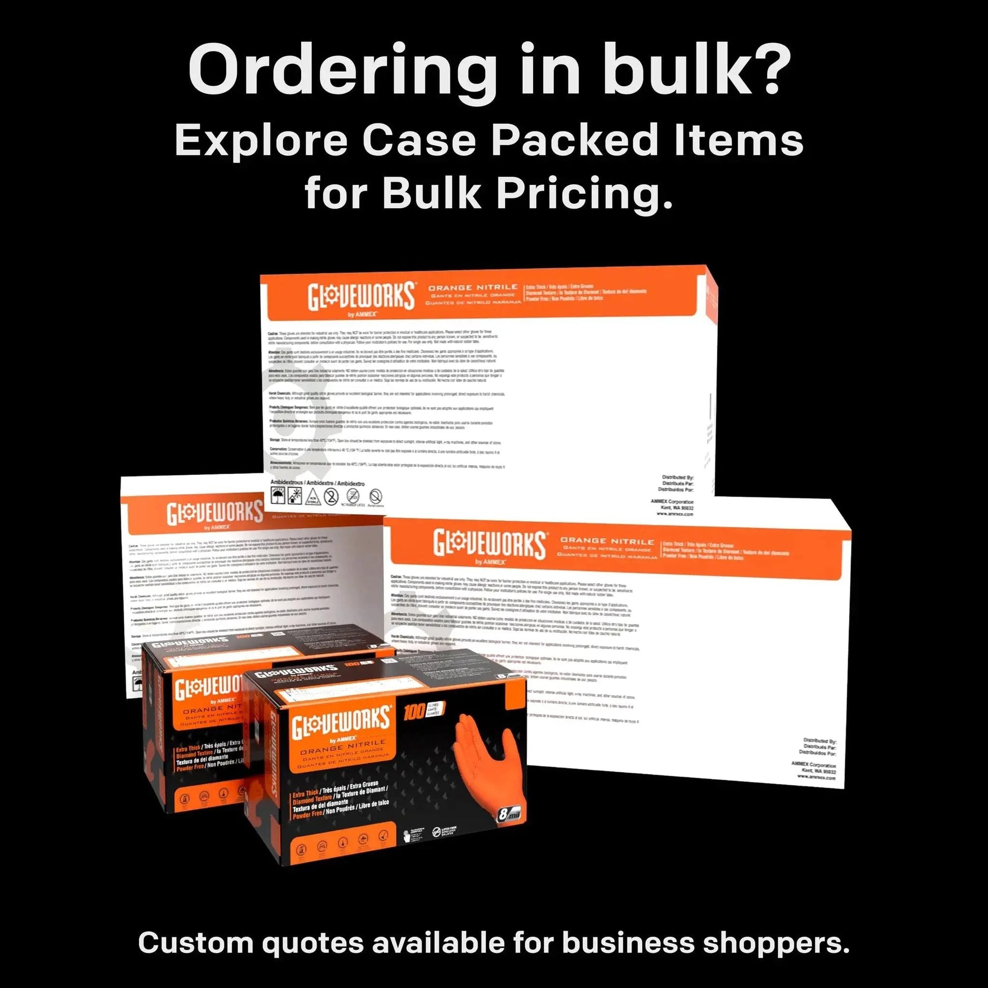 Orange Nitrile Heavy Duty Gloves 8 Mil Raised Diamond Grip Large 5 Boxes Of 100 packaging