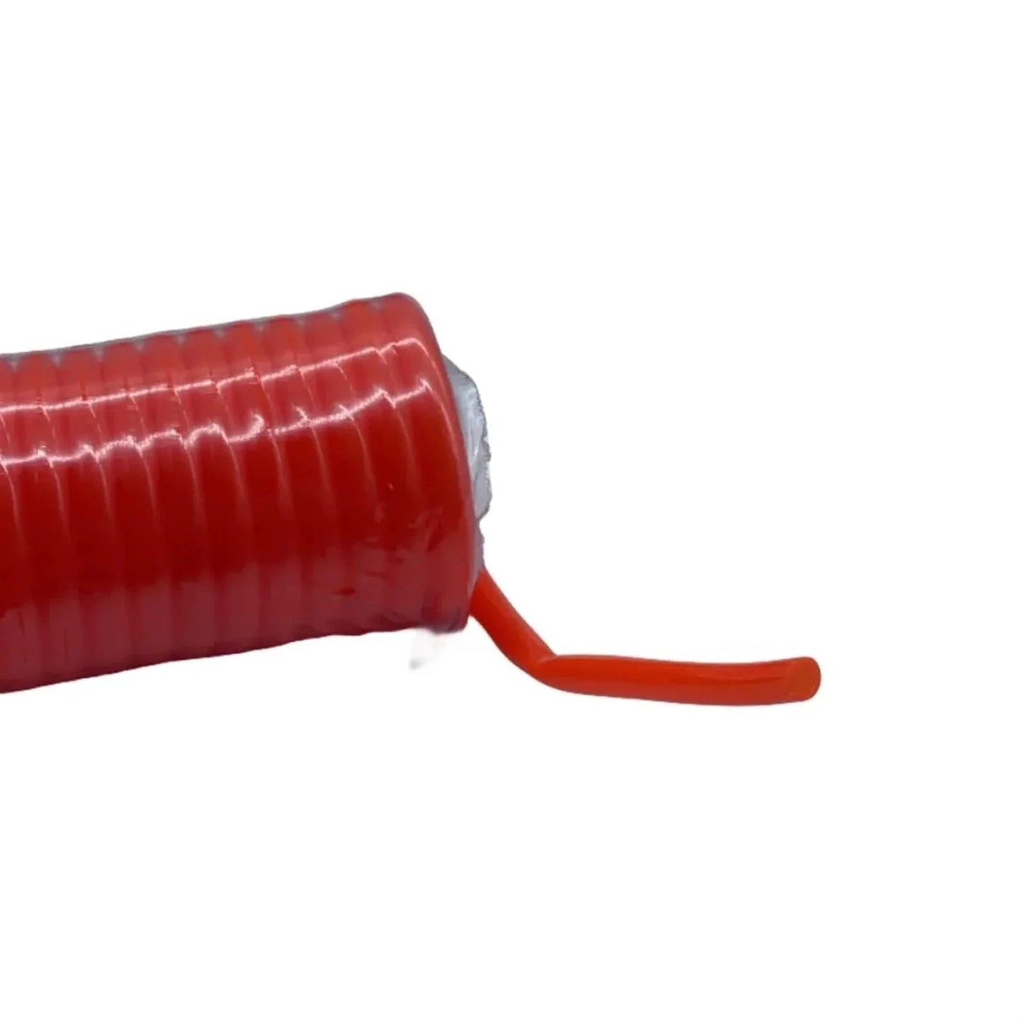 Close-up of orange 12 Meter Pneumatic PU 6x4mm Telescopic Spiral Hose for air compressors, flexible for air, water, oil use.