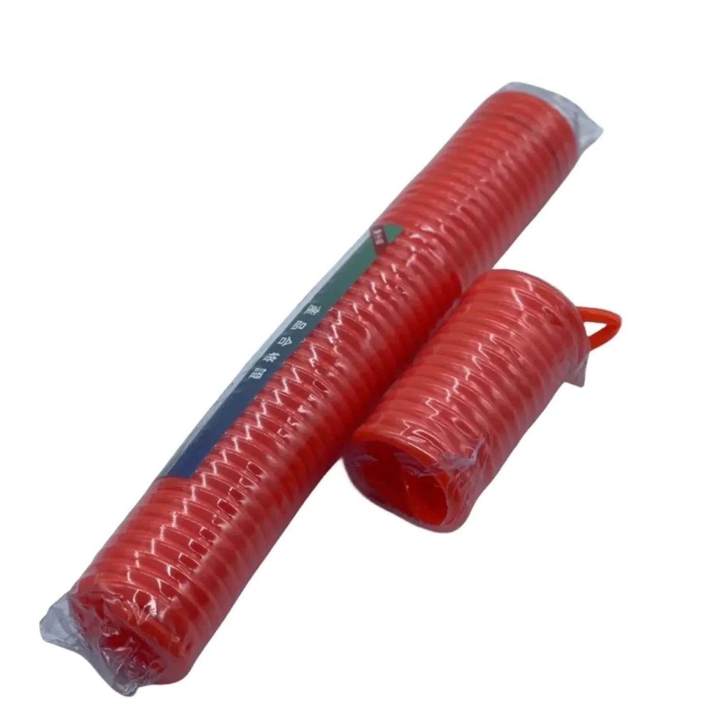 12 Meter Pneumatic PU 6x4mm Telescopic Spiral Hose wrapped in packaging, orange polyurethane construction for air compressors and fittings