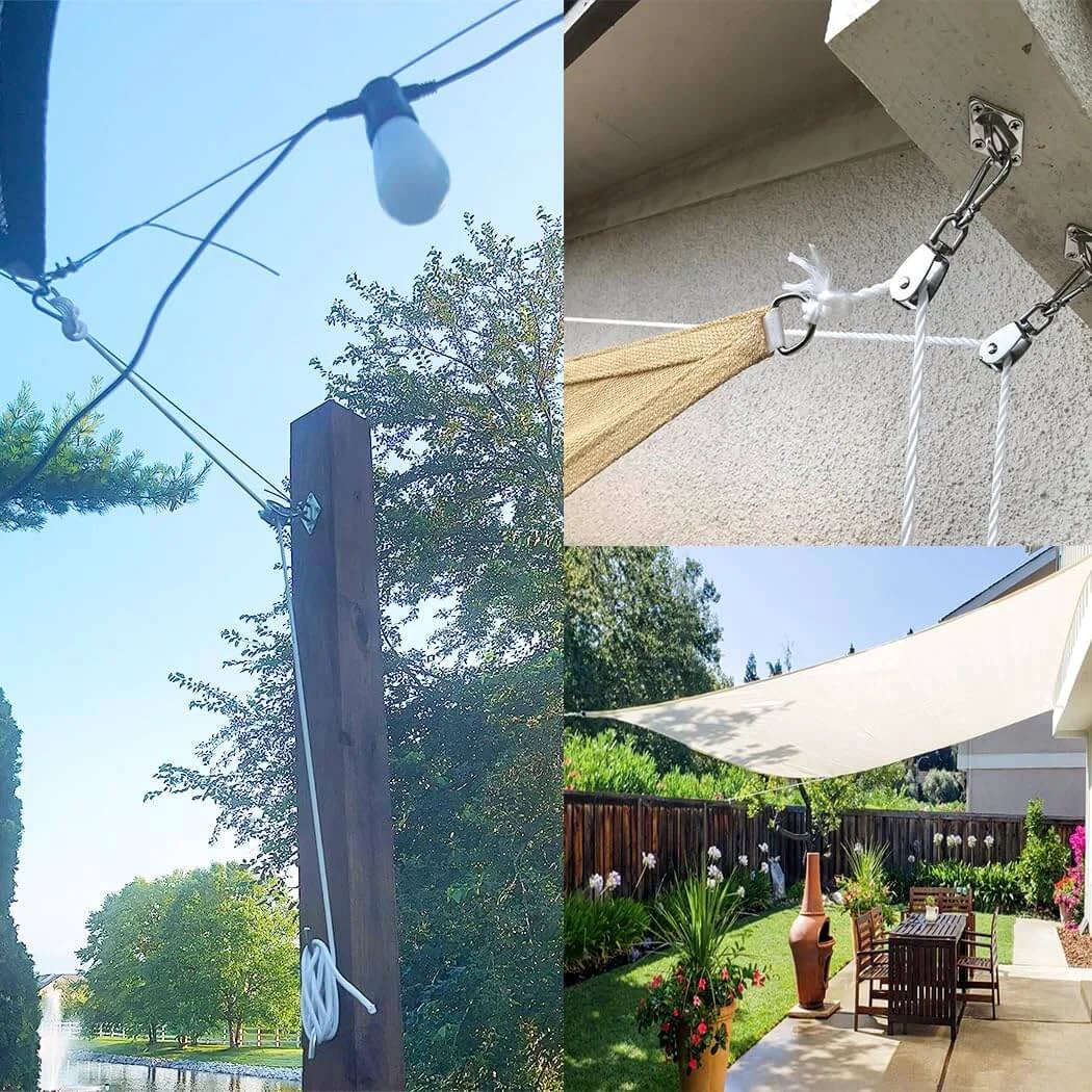 Pulley System Set, M20 Crane Pulleys for Lifting with Rope, 304 Stainless Steel Block and Tackle Pulley System in outdoor setup.
