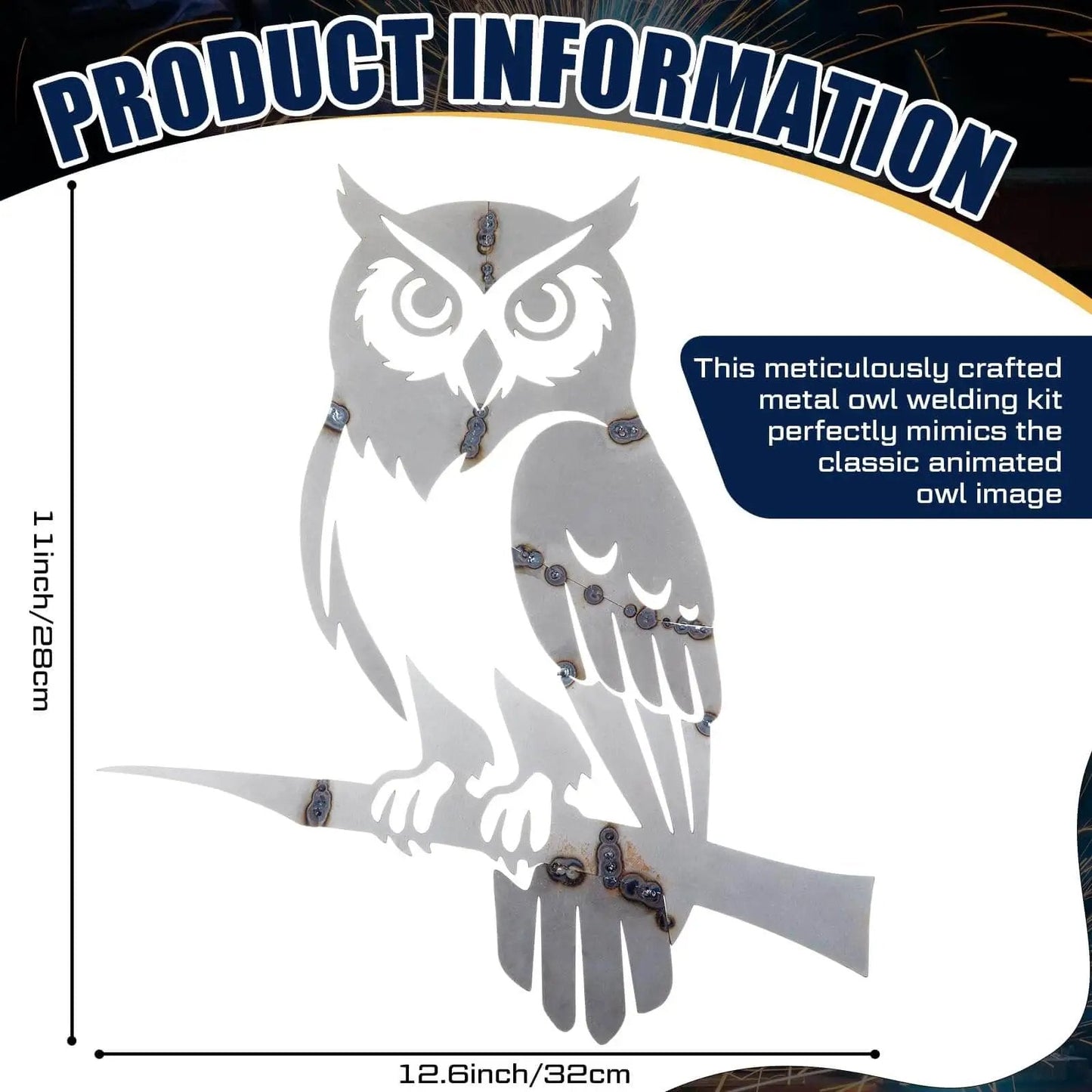 Owl Welding Practice Kit For Beginners By ElaraBerry, A 17 Gauge Cold Rolled Steel DIY Training Set with metal owl on branch design.