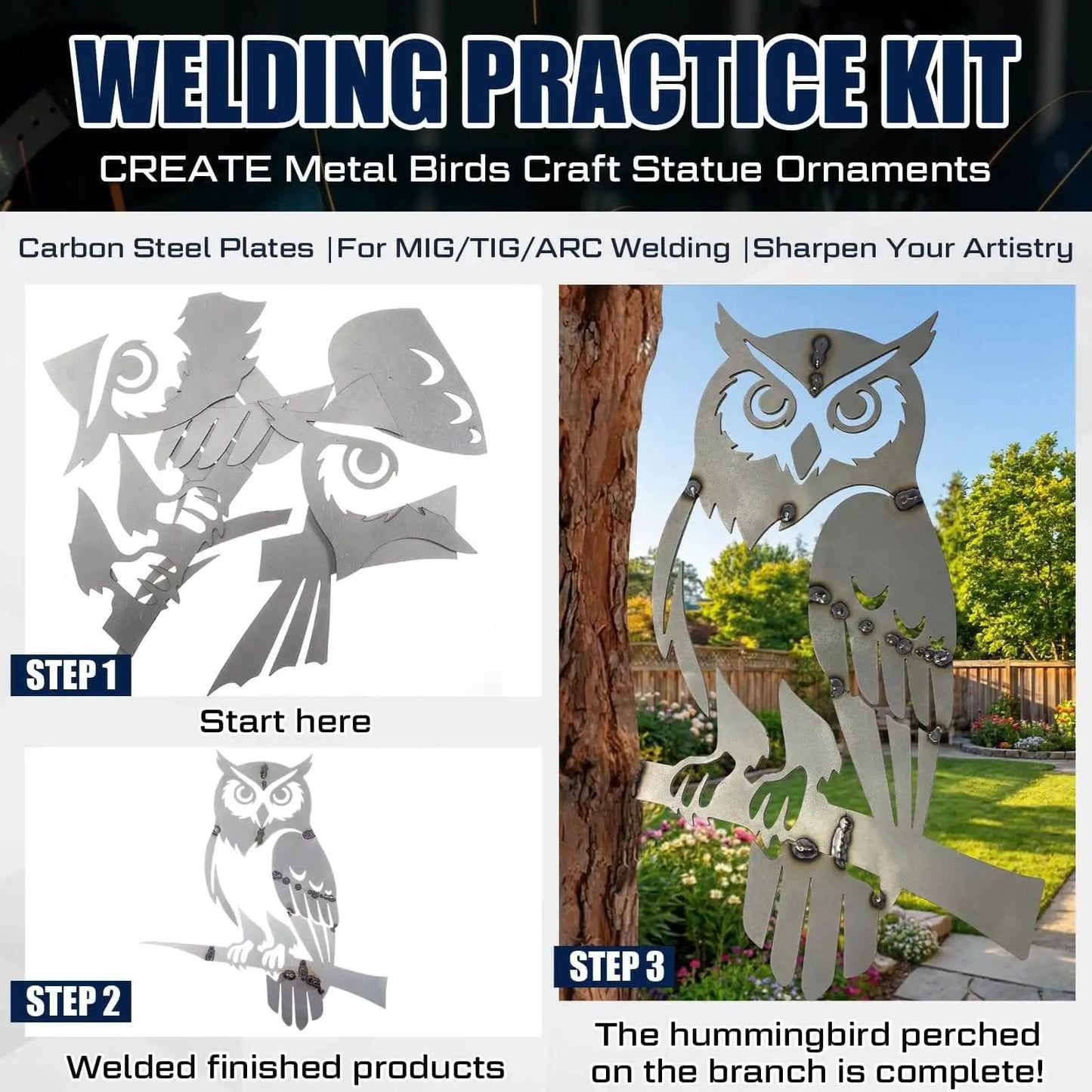 Owl Welding Practice Kit For Beginners By ElaraBerry, A 17 Gauge Cold Rolled Steel DIY Training Set For TIG MIG Gas Arc Welding