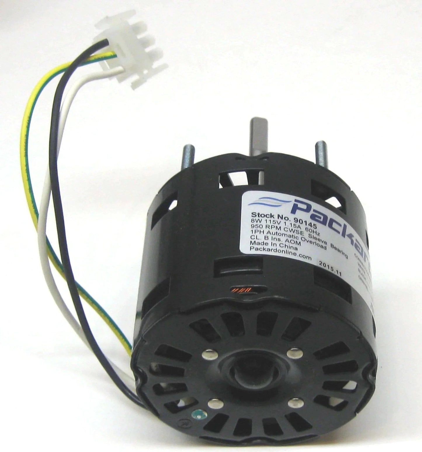 Packard 90145 Motor for Greenheck 310145, 8 Watt, 115/60 Volts, 950 RPM, CWSE, black casing, visible wires