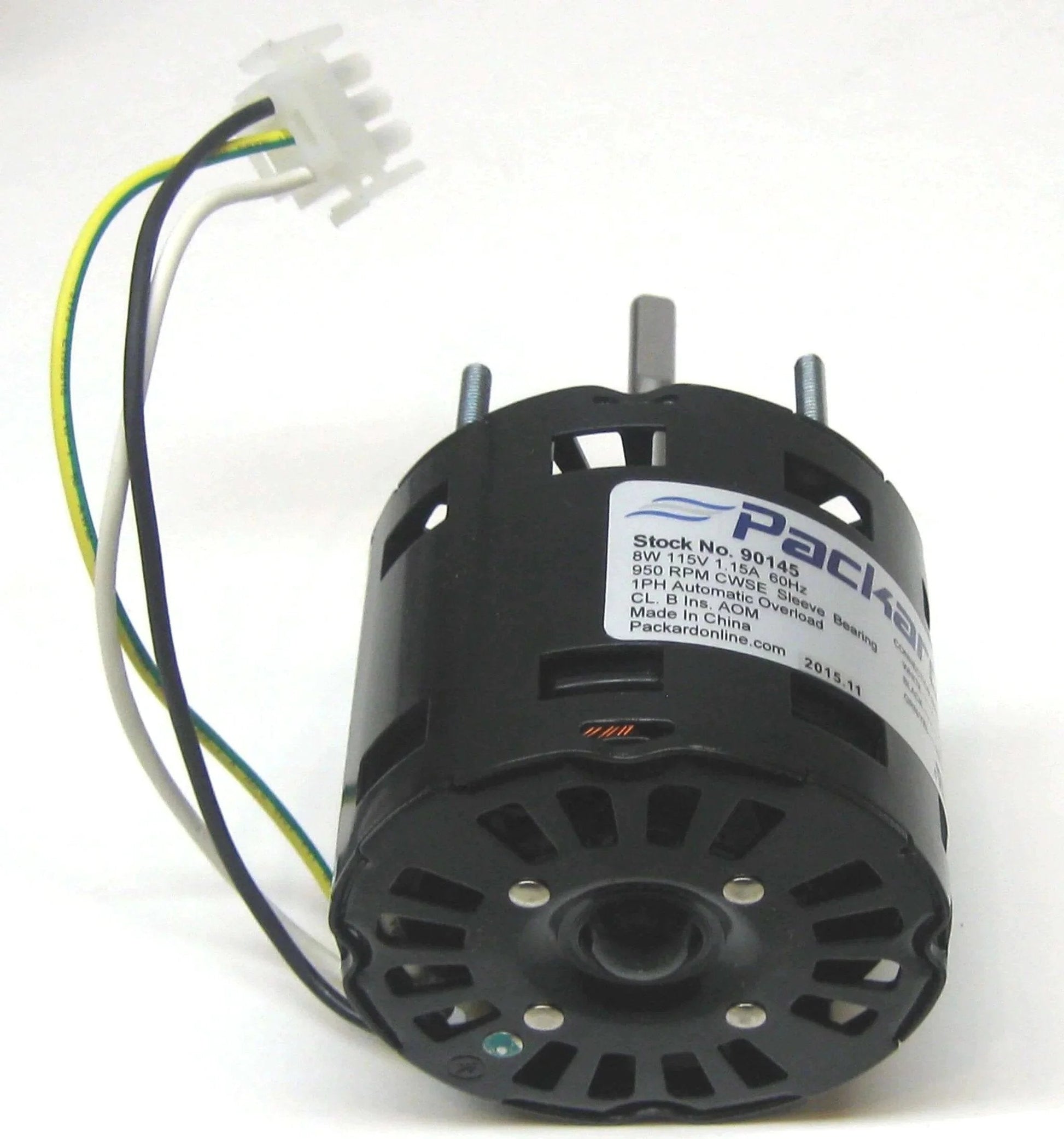 Packard 90145 Motor for Greenheck 310145, 8 Watt, 115/60 Volts, 950 RPM, CWSE, black casing, visible wires