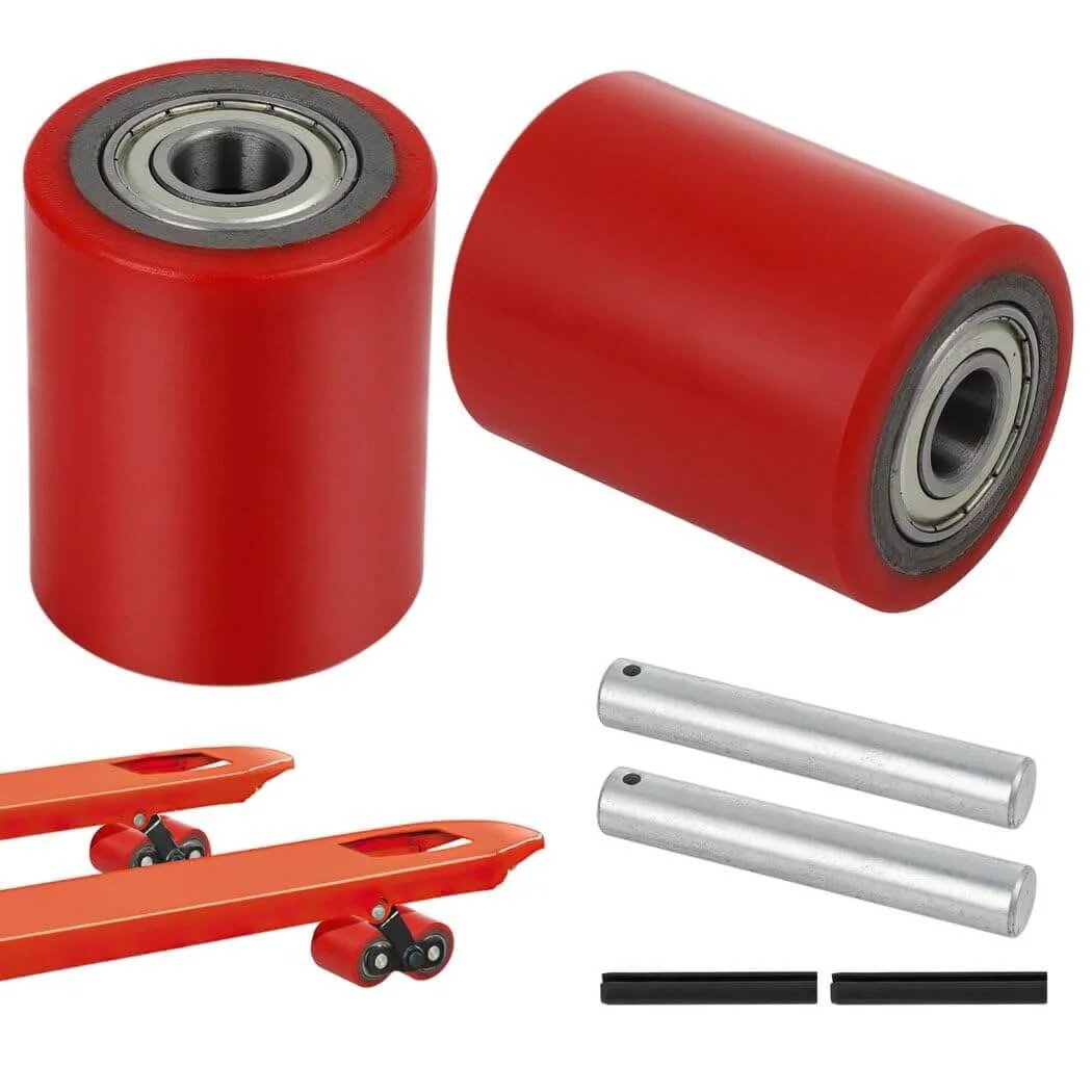 1 Pair Pallet Jack Load Wheels 3 x 3.75 inch with 20mm bearings, rear load wheel replacement set with axles and pins