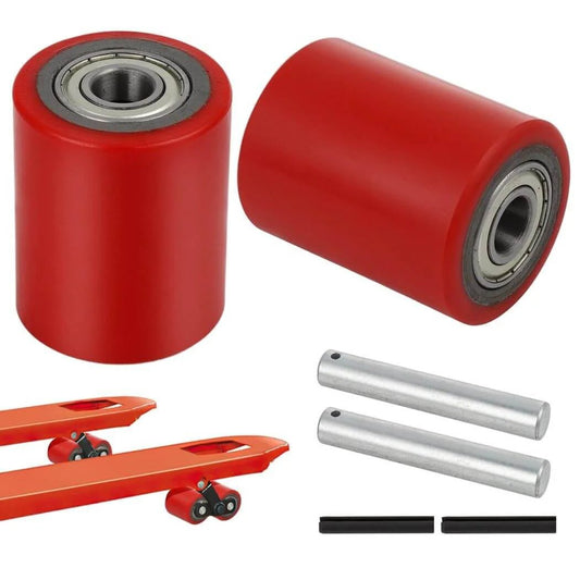 1 Pair Pallet Jack Load Wheels 3 x 3.75 inch with 20mm bearings, rear load wheel replacement set with axles and pins