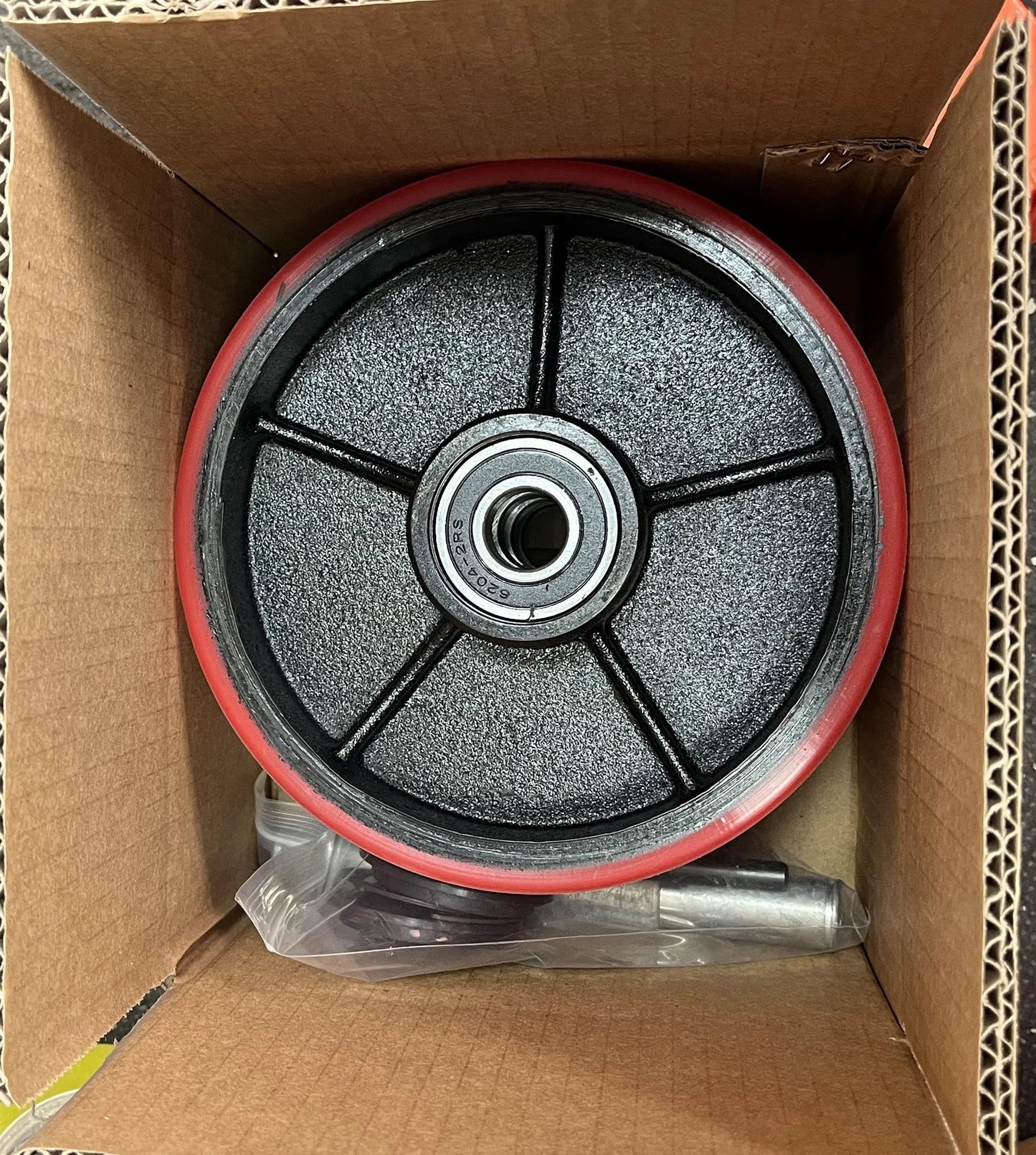 Pallet jack steering wheels 7 x 2 inch with 20mm ID bearings in box, heavy duty polyurethane wheels for smooth rolling