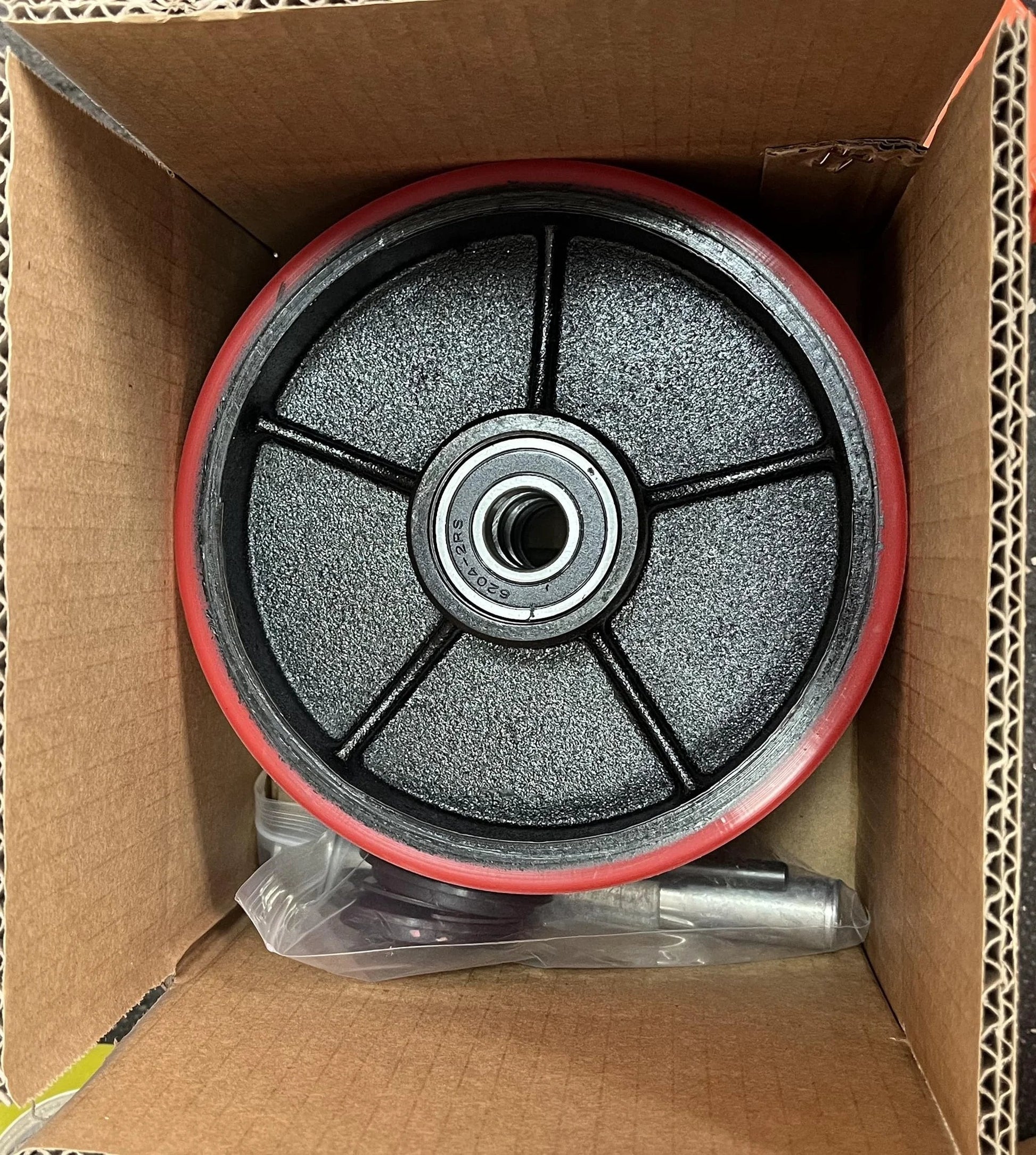 Pallet jack steering wheels 7 x 2 inch with 20mm ID bearings in box, heavy duty polyurethane wheels for smooth rolling