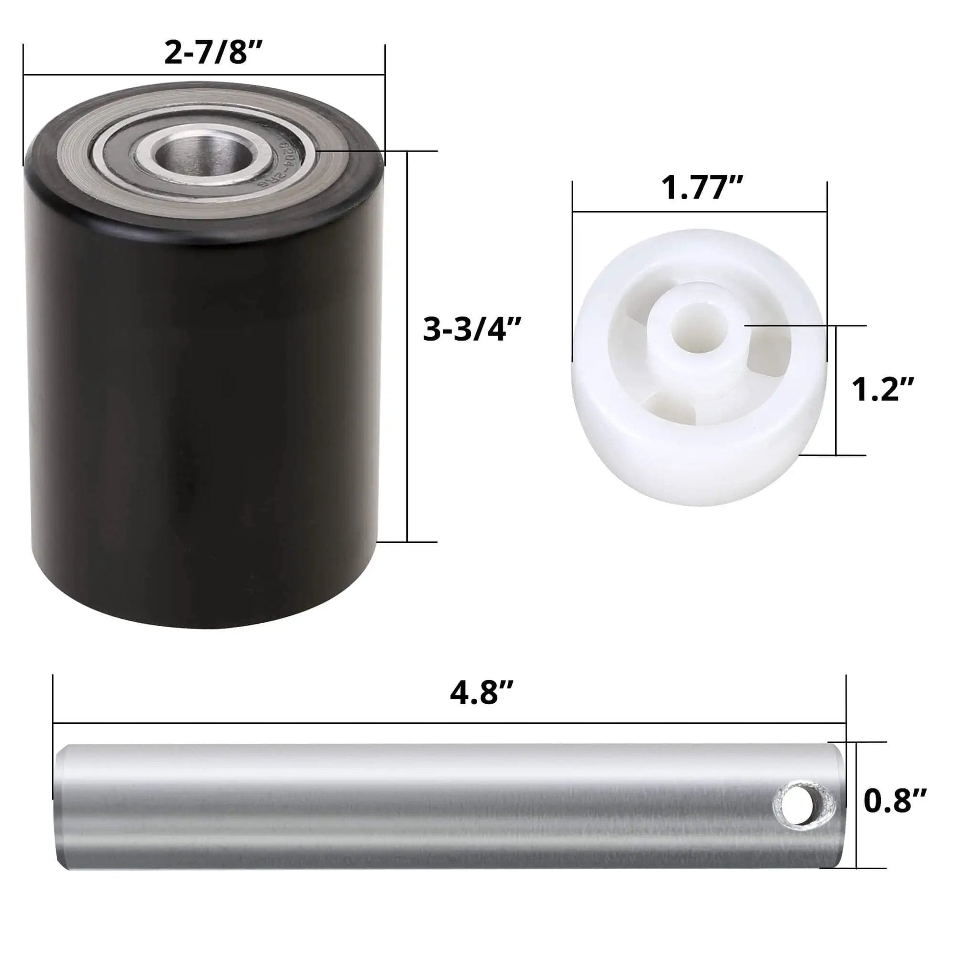 Heavy Duty Pallet Jack Wheel Replacement Set With Axles And Entry Exit Roller For Front Fork Wheels Fits Most Standard Pallet Jacks