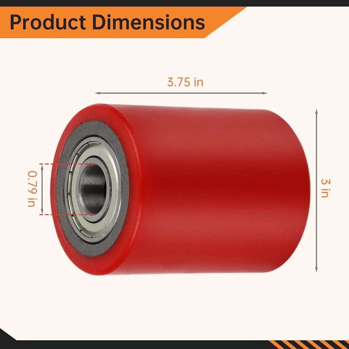 Pallet Jack Load Wheel Set For Manual Pallet Jacks Replacement Rear Wheels 3 Inch By 3.75 Inch With 20mm Bearings, red wheel