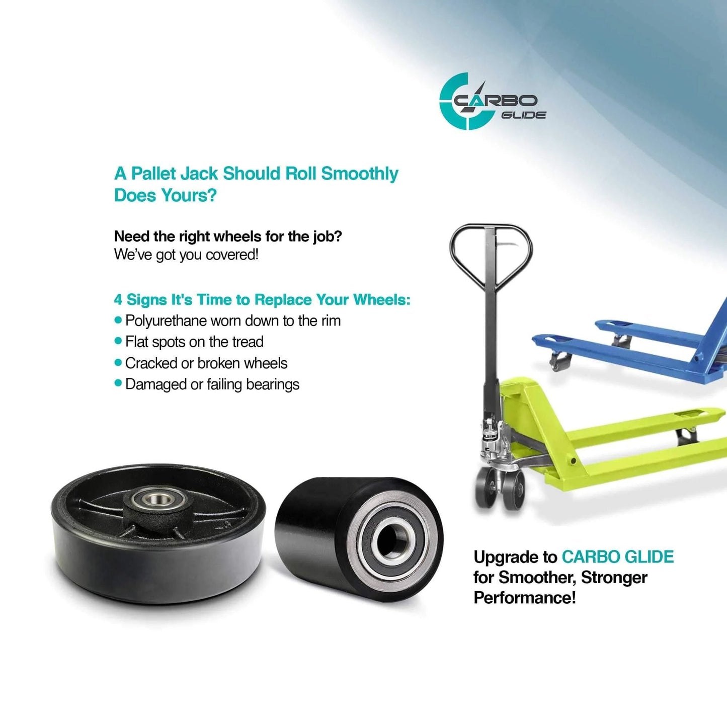 Signs of pallet jack wheel wear with images, Pallet jack full wheel replacement set black, includes 7 x 2 inch steering wheels pair