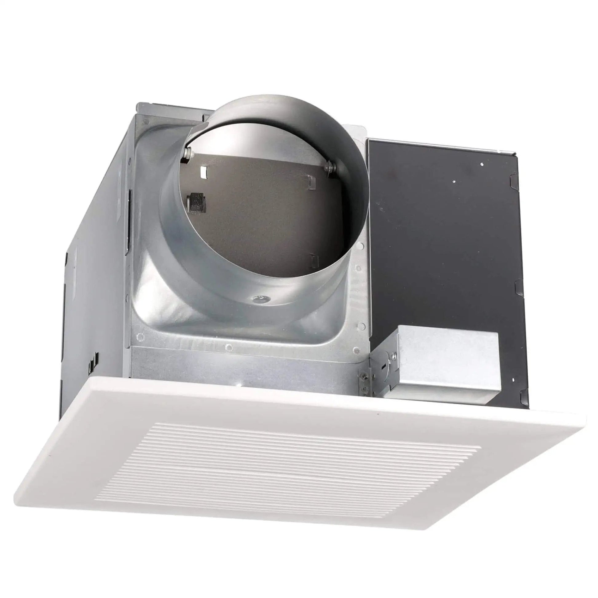 Whisper Quiet 290 CFM Ceiling Bathroom Exhaust Fan For Ultra Silent Ventilation Energy Star Certified Durable Double Tapered Wheel In Ceiling Mount Panasonic FV 30VQ3 With Installation Kit FV NLF06G, front view