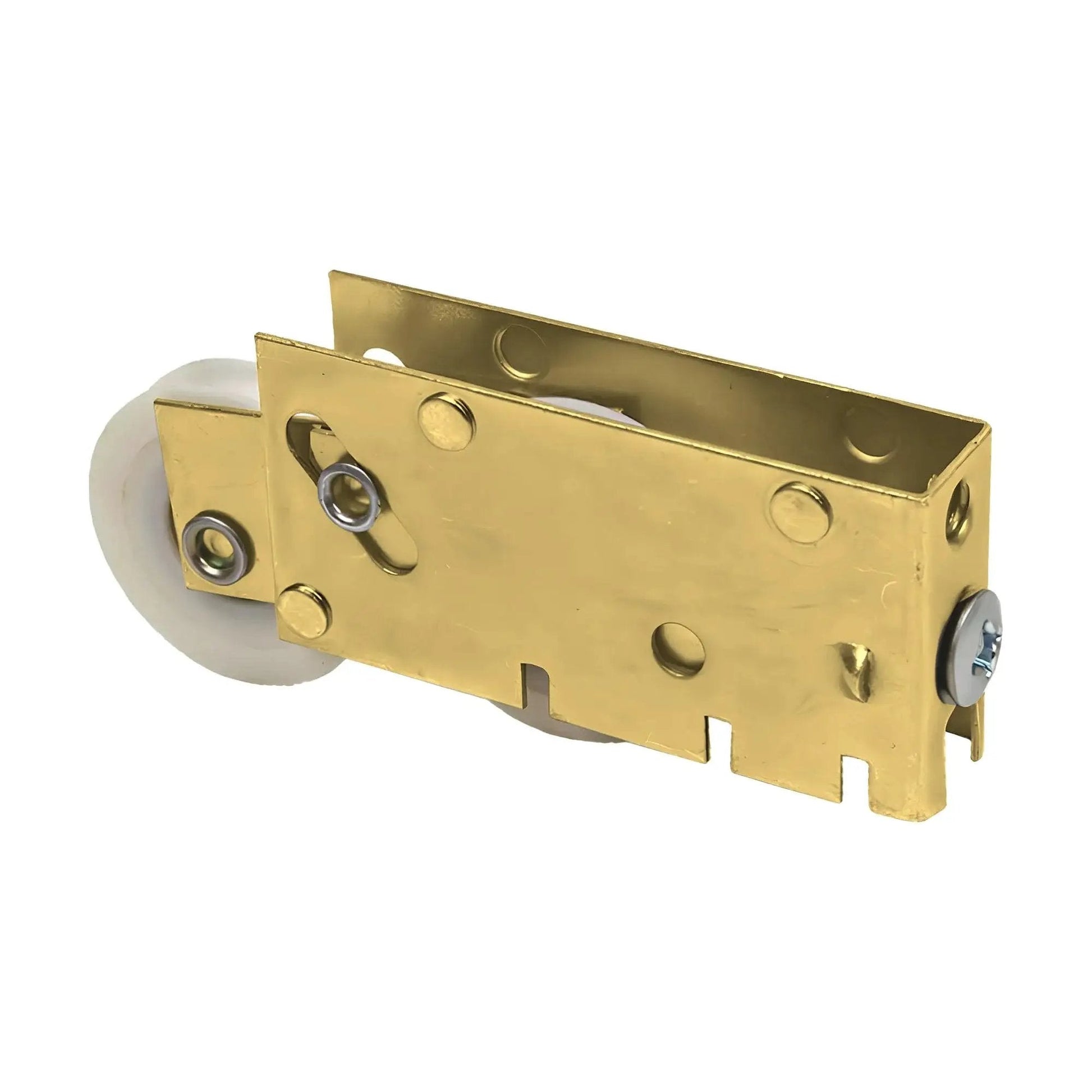 Patio Door Tandem Roller With White Nylon Wheel And Precision Bearing In Steel Housing For Smooth Sliding Doors, side view