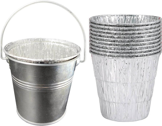 Pellet Grill Grease Bucket with 12pcs Drip Liners Fit for Camp Chef/Traeger/Pit Boss/Z Grills Wood Pellet Grill, galvanized with liners
