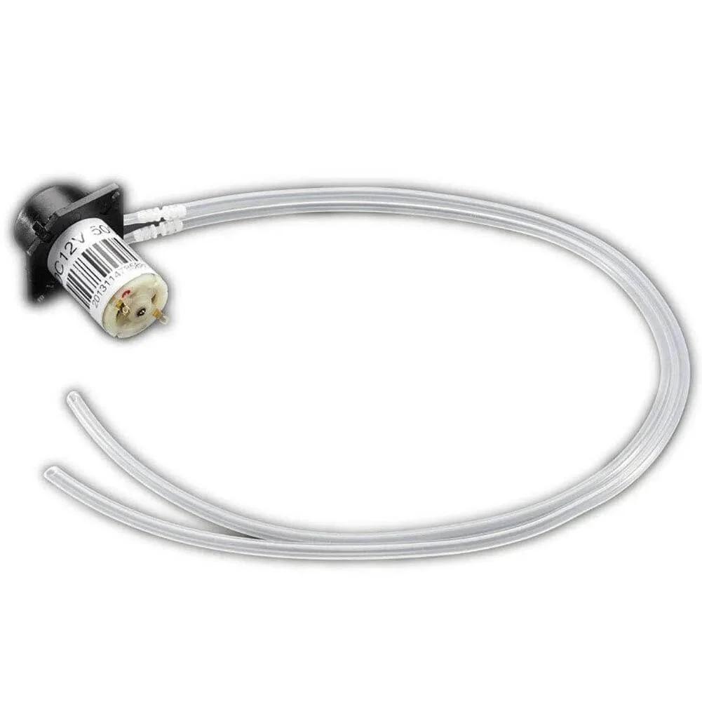 Peristaltic Liquid Pump 12V DC Hose Pump Dosing Head with Silicone Tubing, showing motor and attached tubing, self-priming