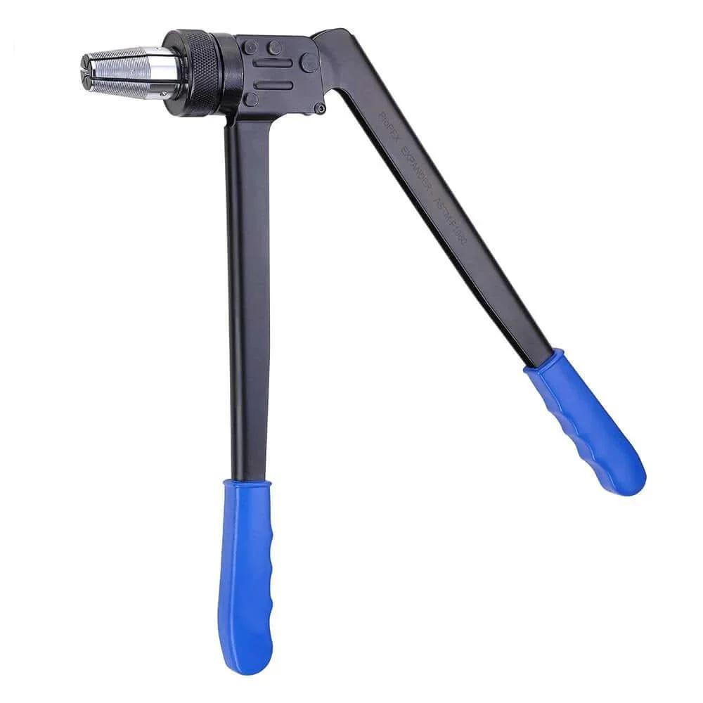 PEX Expansion Tool Kit For One Half Inch, Three Quarter Inch And One Inch Tubing, tool with blue handles, durable carbon steel