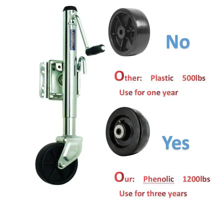 Side view of phenolic wheel with flat tread, 4 to 6 inch diameters, 2-inch width, 1/2 inch bearings for heavy duty use up to 1300 lbs.