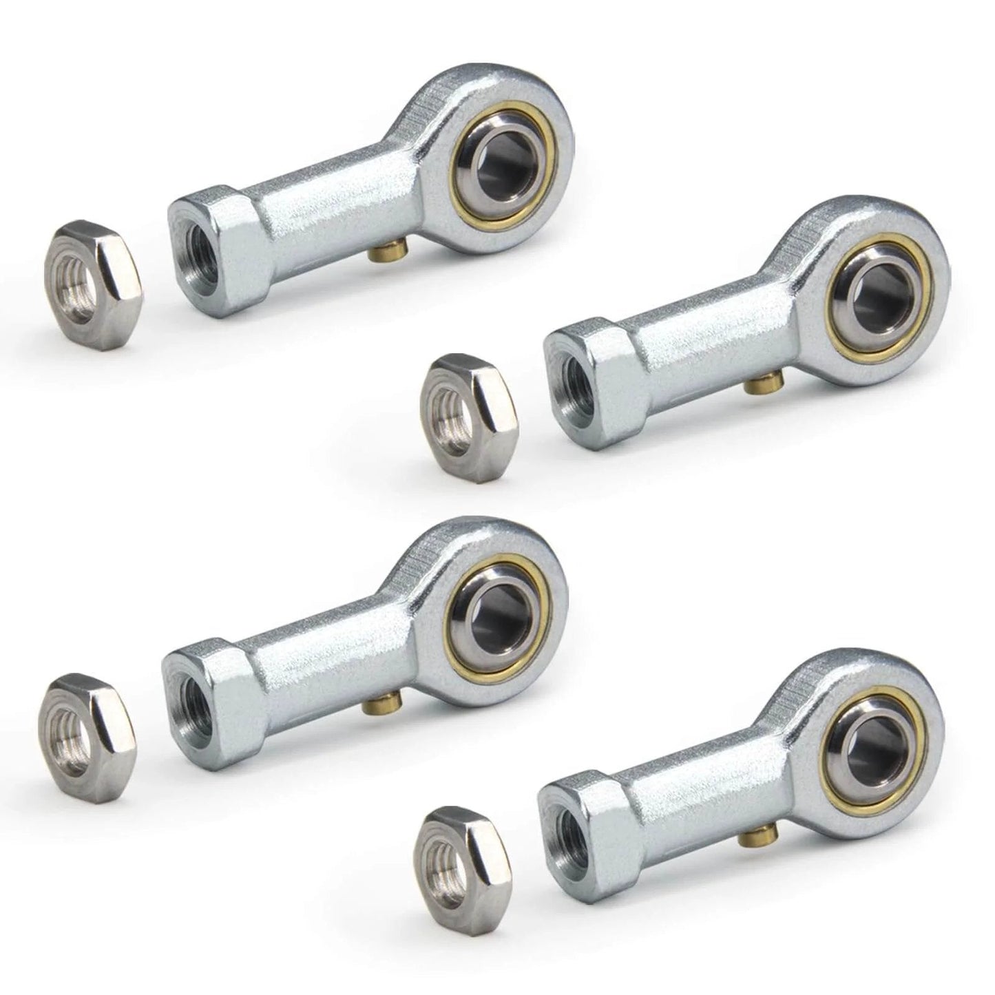 PHSB4 Rod End Bearings with 1/4 Inch Bore and 1/4-28 Right Hand Female Thread, Pre Lubricated Heim Joints with Jam Nuts for CNC, Hydraulic Cylinders, Automation, and Precision Motion Control, 4pcs Pack