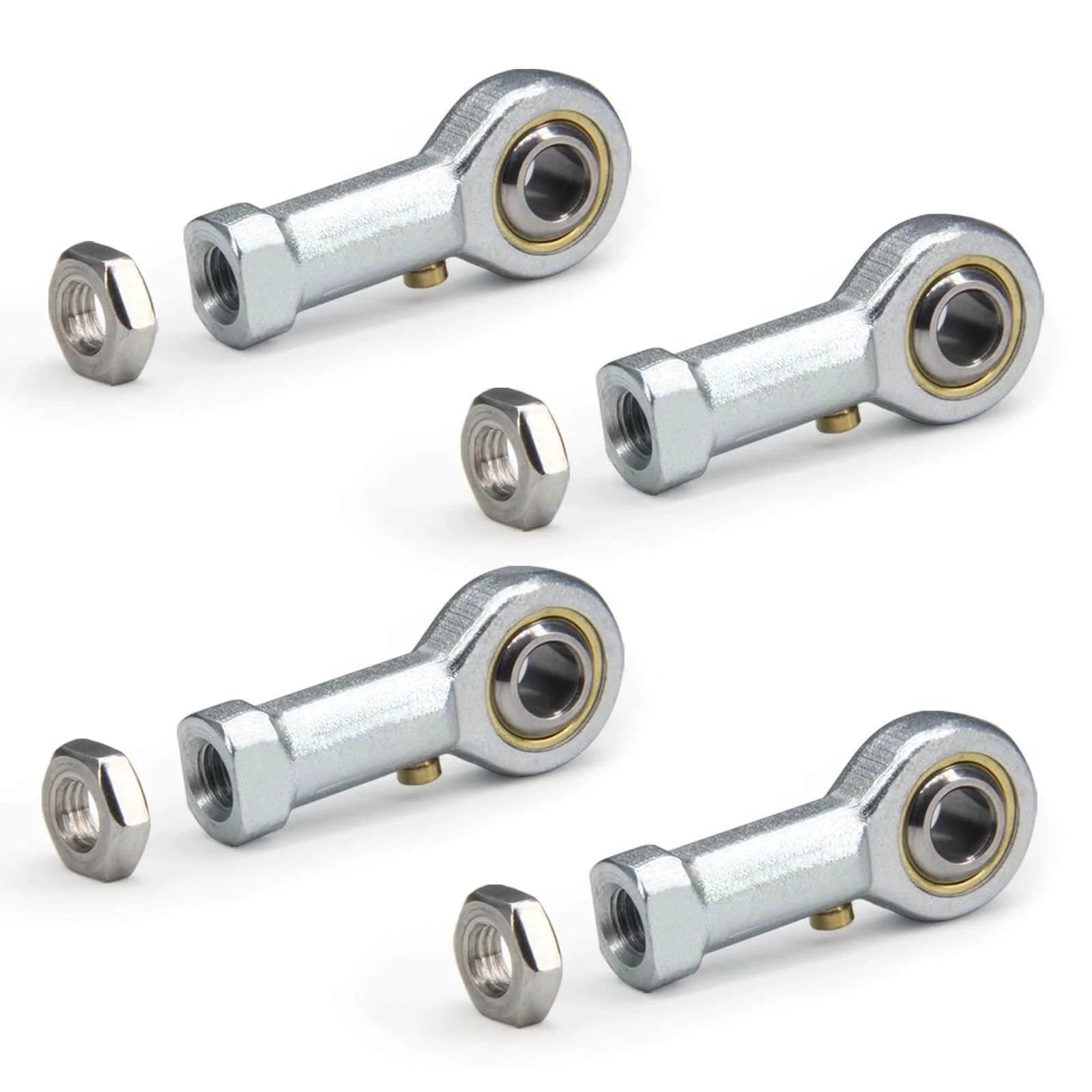 PHSB4 Rod End Bearings with 1/4 Inch Bore and 1/4-28 Right Hand Female Thread, Pre Lubricated Heim Joints with Jam Nuts for CNC, Hydraulic Cylinders, Automation, and Precision Motion Control, 4pcs Pack