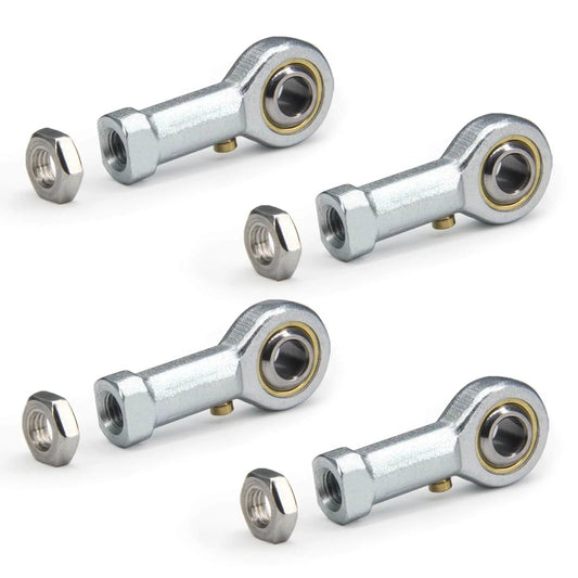 PHSB4 Rod End Bearings with 1/4 Inch Bore and 1/4-28 Right Hand Female Thread, Pre Lubricated Heim Joints with Jam Nuts for CNC, Hydraulic Cylinders, Automation, and Precision Motion Control, 4pcs Pack