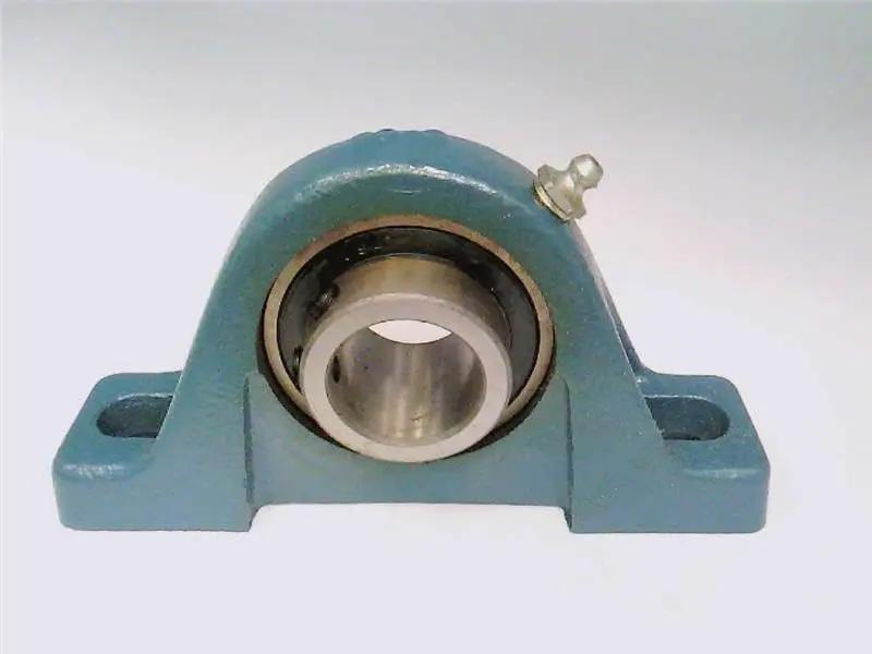 1 1/8 Inch Bore Bearing Pillow Block C251-18 shown from the front, green metal housing, Rexnord compatible for industrial machinery.