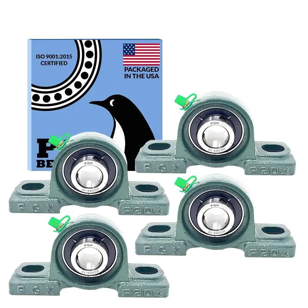 Self Aligning Pillow Block Bearing Set 4 Pack UCP20412 Chrome Steel Three Quarter Inch Bore for Industrial Equipment and Conveyors