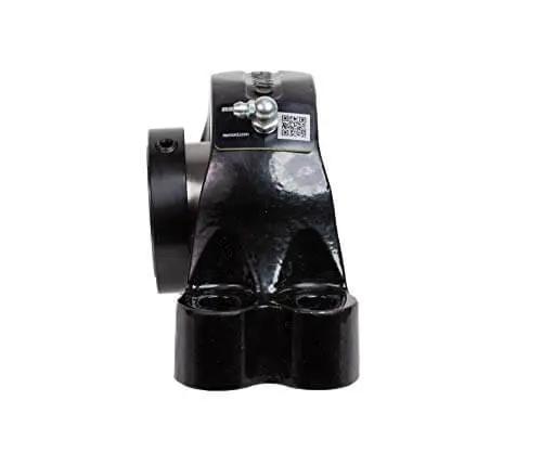 Front view of Heavy-Duty Solid-Housed Pillow Block Spherical Roller Bearing With Cast Iron Housing For Industrial Machinery, 1-15/16 Inch Bore.