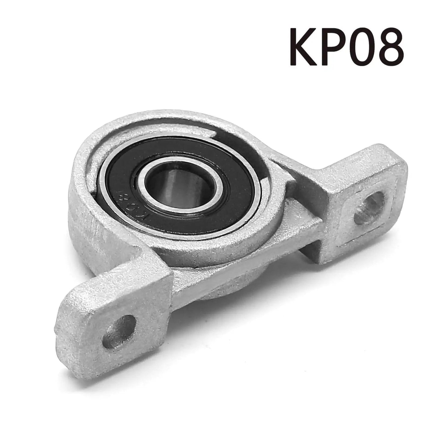 Pillow Block Bearing KP08 Self Aligning Aluminum 8mm Bore Flange Mounted Bearing Pack Of 4 For Machines, close-up view.