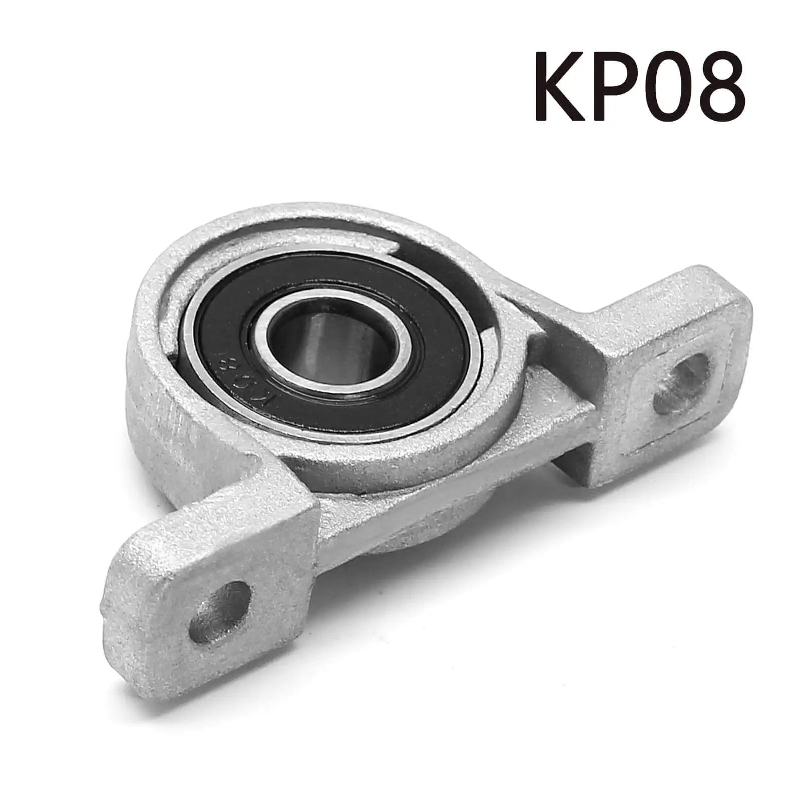 Pillow Block Bearing KP08 Self Aligning Aluminum 8mm Bore Flange Mounted Bearing Pack Of 4 For Machines, close-up view.