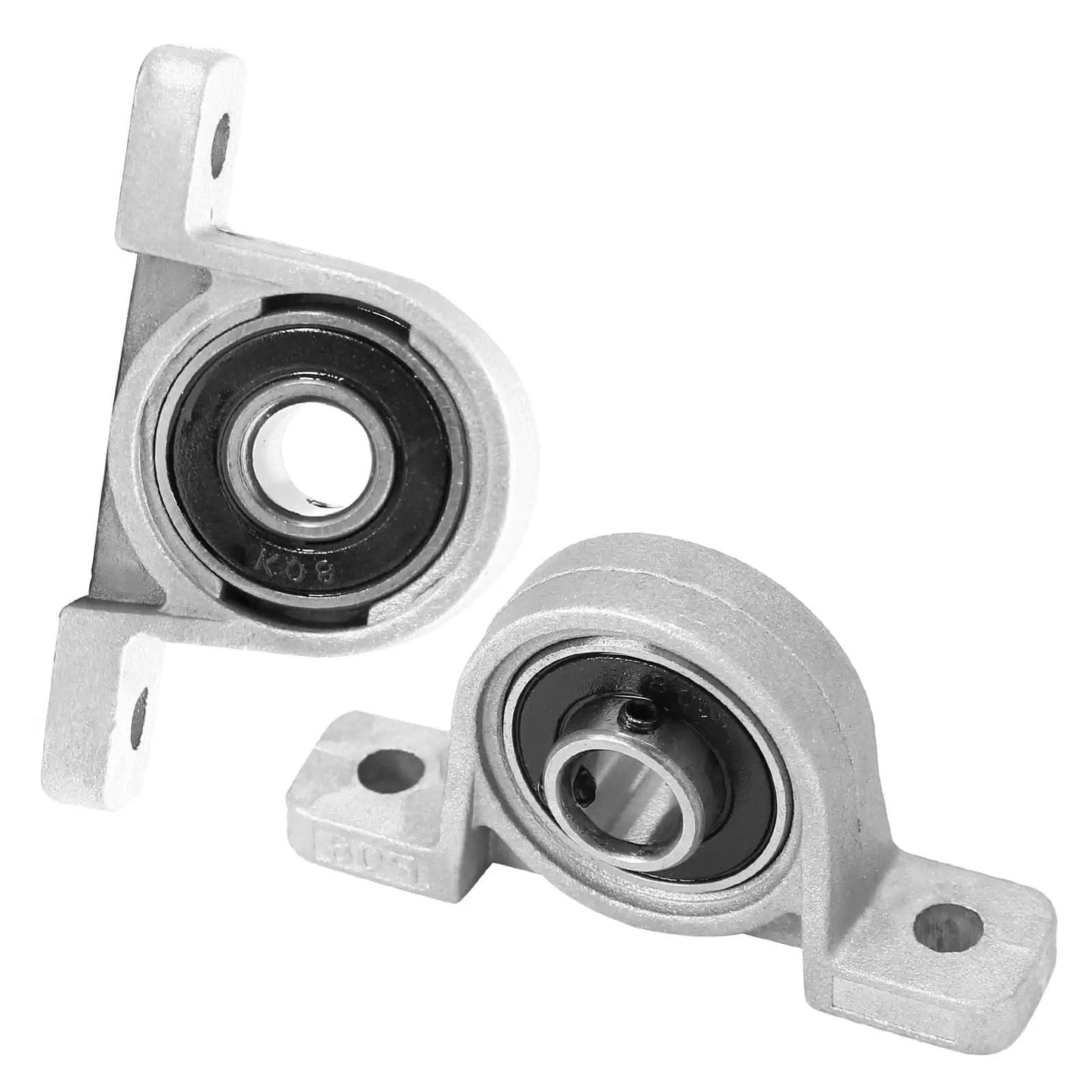 Pillow Block Bearing KP08 Self Aligning Aluminum 8mm Bore Flange Mounted Bearing Pack Of 4 For Machines front and side view